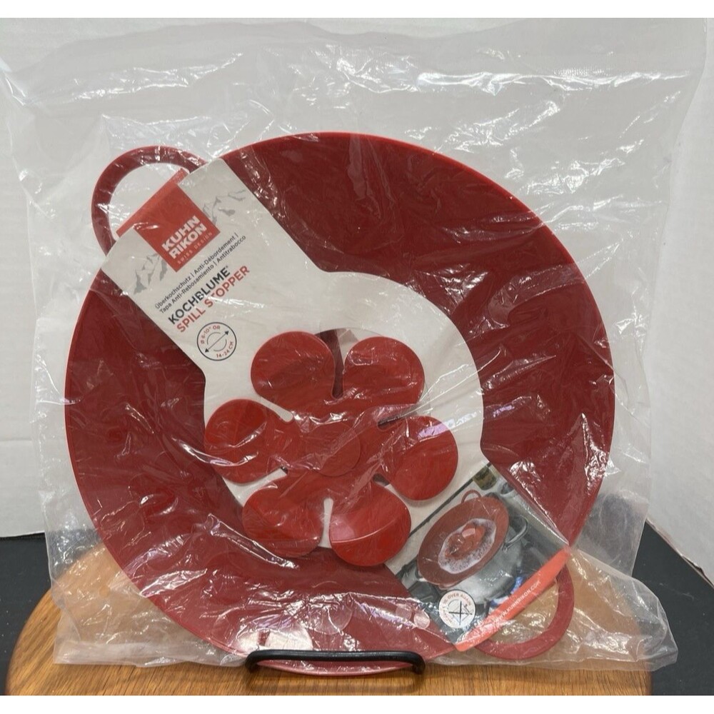 Kuhn Rikon Swiss Design Kochblume Spill Stopper 11" Red Microwave Stove Safe